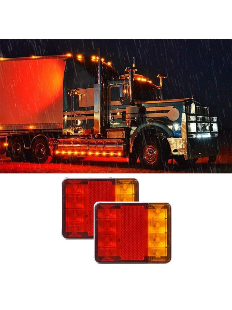 2 шт. светодиодный задний фонарь для прицепа 12 В 8 светодиодный янтарно-красный задний фонарь указатель поворота тормозной ход задний стоп-сигнал для грузовика кемпера RVs