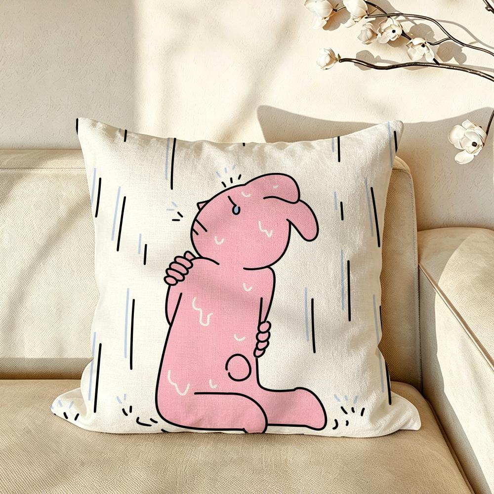 Meme mmeme PPink RRabbit Cushion Cover Pillow Case Antidustmite Pillowcase Silky Short Plush Sofa Cushion Cover hot
