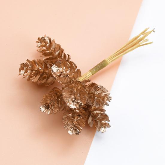 10Pcs/Bouquet Portable Artificial Decorative Pine Plant Exquisite Plastic Christmas Cone Wreath Stimulation Plant for Home