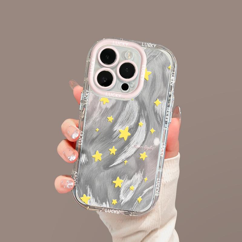 Full Screen Star Knot for Apple 16promax Mobile Phone Case for IPhone15plus Feather Yarn Cream 14/13/12