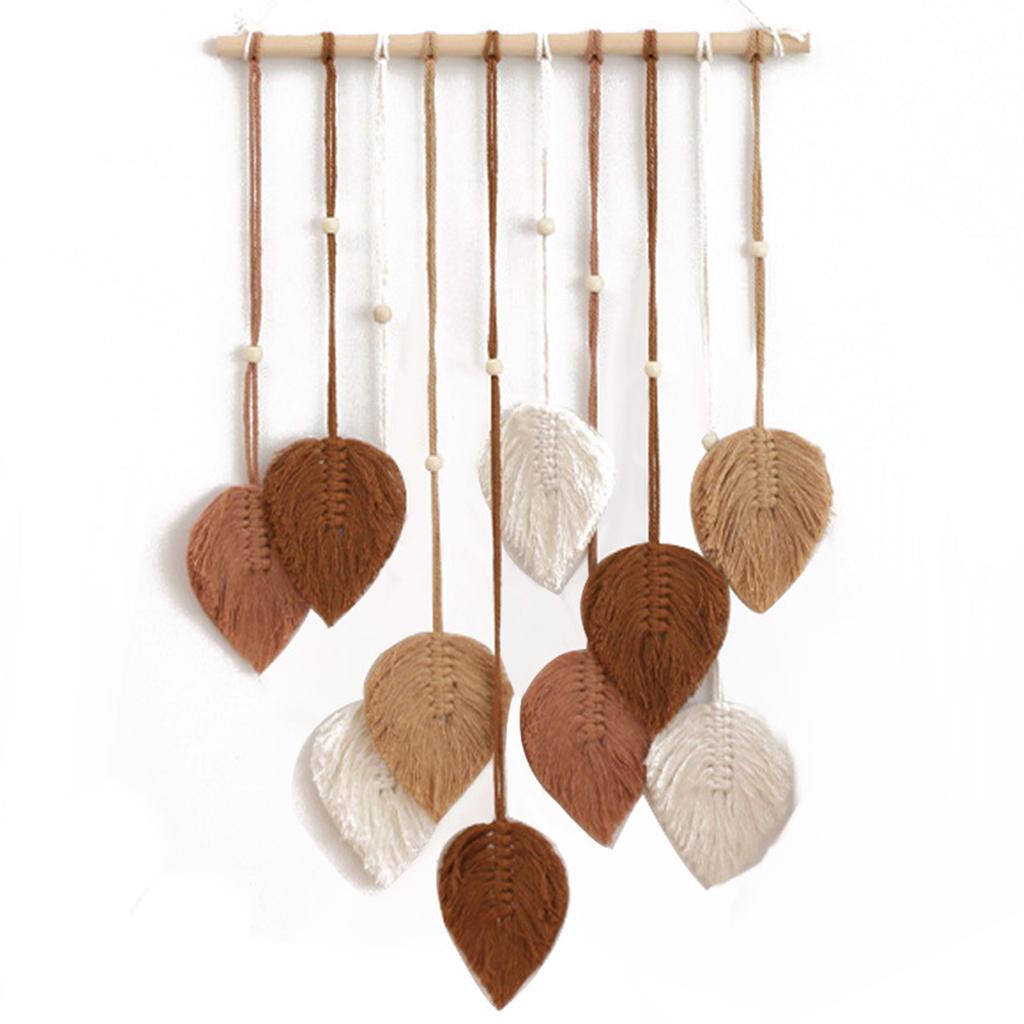 Настенный гобелен ручной работы из листьев в стиле бохо, подвесной кулон, поделки, подвесной подарок для ребенка