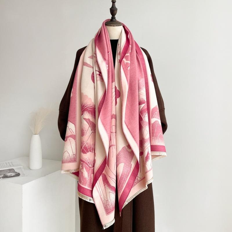 New Jacquard Warm Fashion Temperament Scarf Dual-purpose Air-conditioned Room Shawl Winter Thickened Retro Scarf