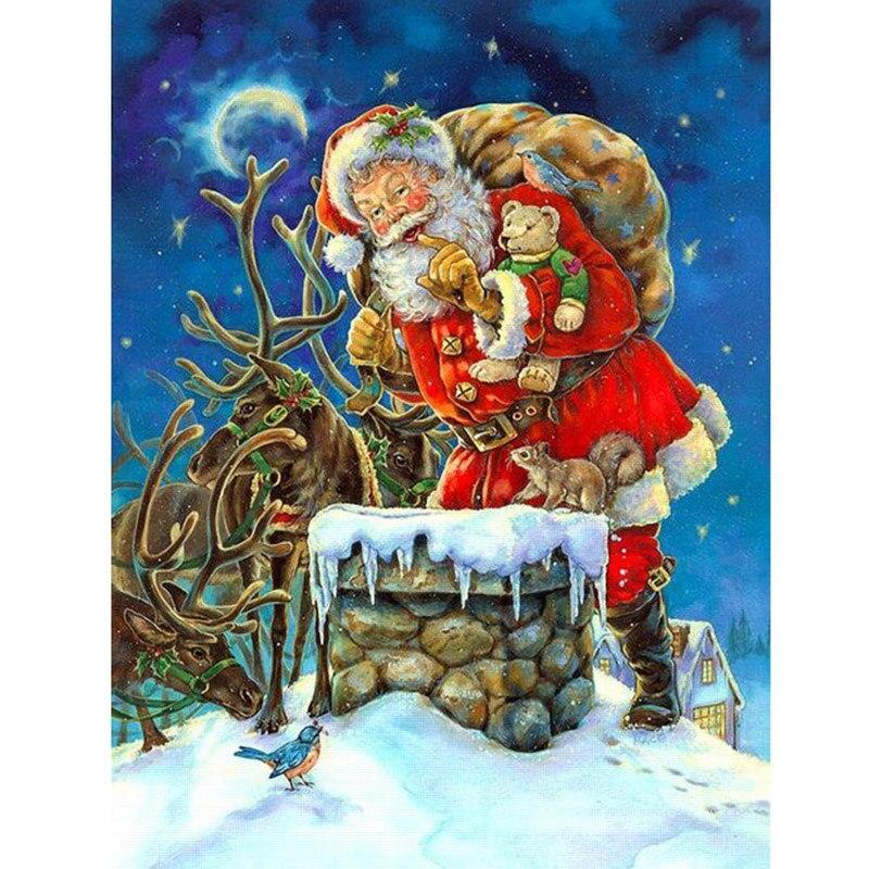 Diy 5d Diamond Santa Claus Painting Full Round Resin Christmas Diamond Embroidery Cross Stitch Kits Home Decor