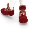 1 Pair Floor Socks Thickened Fleece-Lined Silicone-Dot Sole Slip-Resistant Traction Quiet Walking Socks with Jacquard Accents