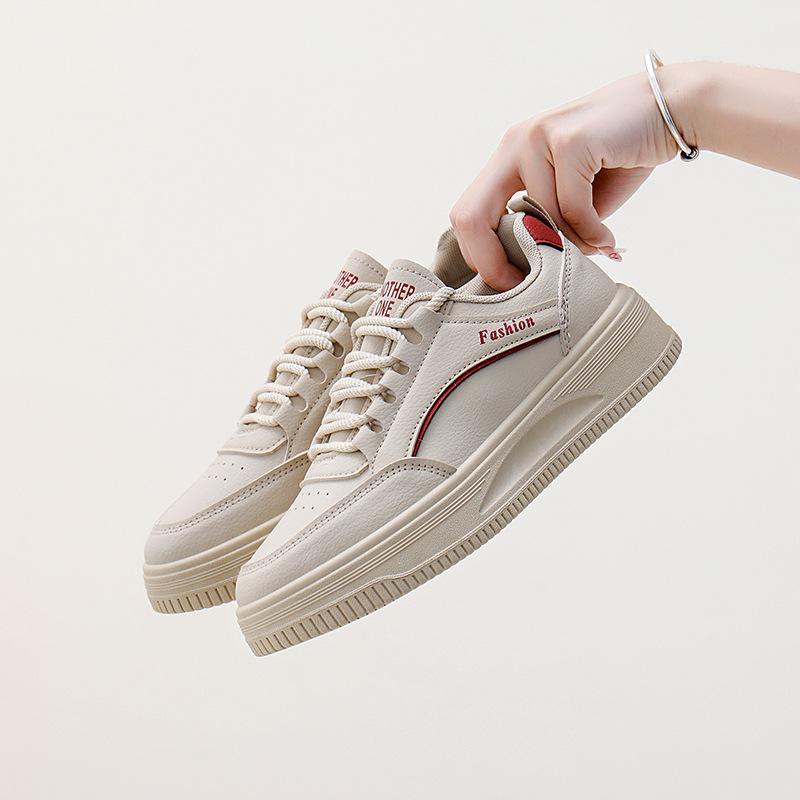 Women's Chunky Platform Sneakers Slip-On Walking Shoes Lightweight Breathable PU Leather Lace-Up Running Sneakers for Women Comfortable Tennis Shoes