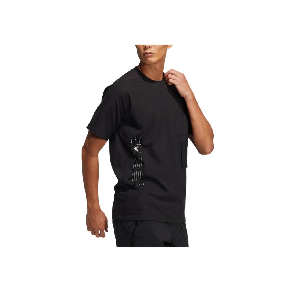 Adidas Спортивная футболка Pure Color с коротким рукавом, мужские топы, черная HE9945