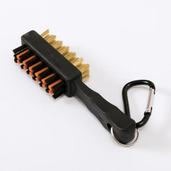 Щетка для гольфа с двухсторонними нейлоновыми щетинками, инструмент для чистки клюшек с карабином, аксессуар для сумки для гольфа для любителей гольфа