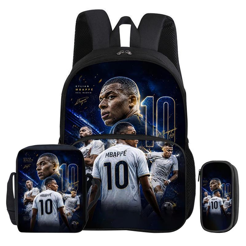 Набор из 3 предметов M-Mbappe с передним карманом Рюкзак Спортивные сумки через плечо для футбола Футбольная звезда Пенал Школьные сумки для учеников Рюкзак