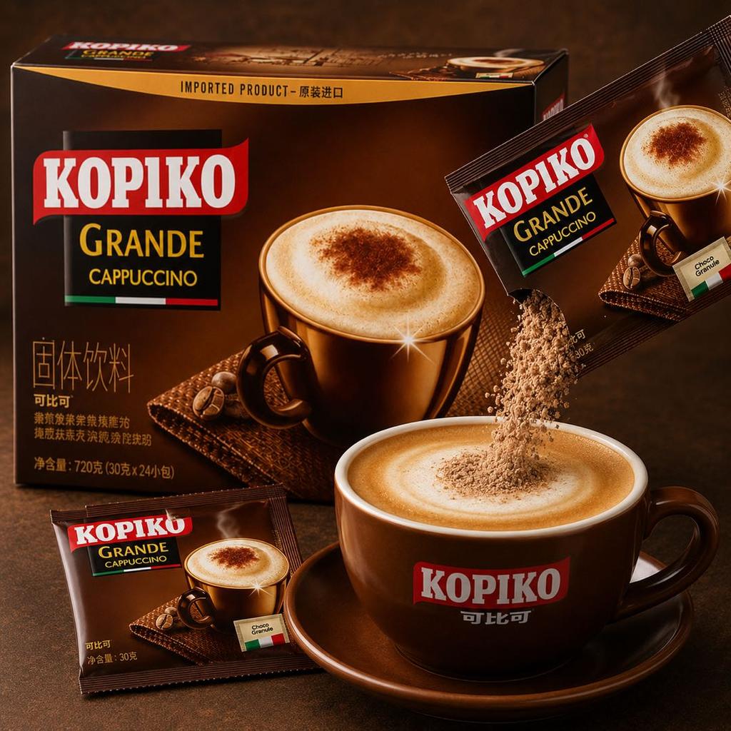 24 Пакетика Кофе Kopiko Капучино 3 в 1 Растворимый Кофе 30 г на Пакетик