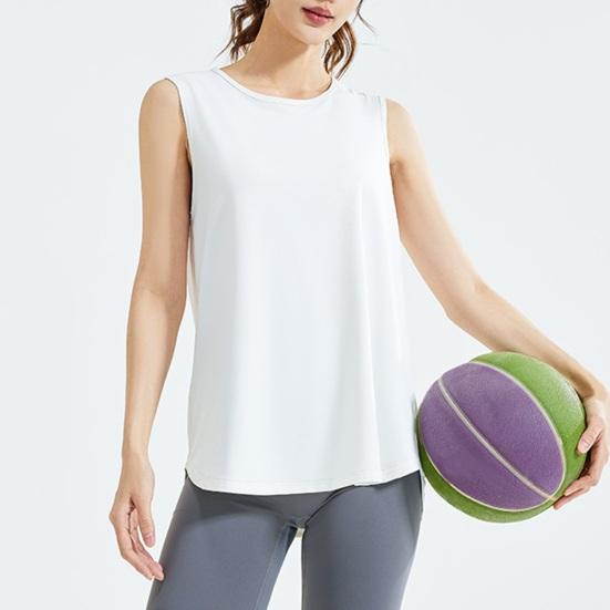 Yousheng женский жилет дышащая сетчатая спинка свободный крой майки с рисунком морщин однотонный гладкий тканевый спортивный жилет для йоги