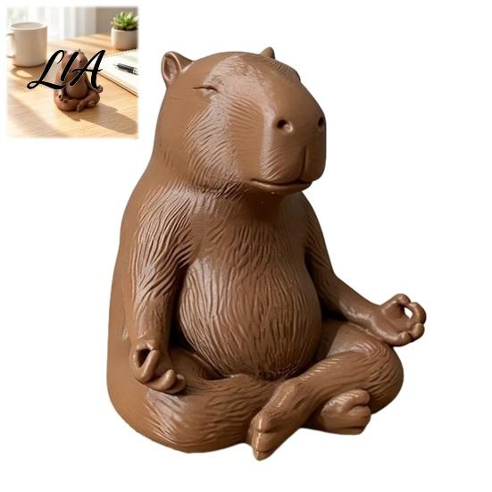 Minimalist Home Decor Meditating Capybara Figurine, 3D Printed Yoga Statue, Zen DIY Hand Painted Craft Animal Ornament for Office Shelf Decoration