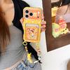 Kawaii Cartoon Star with 3D Hand Rope Phone Case for iPhone 17 Pro Max 14 Pro 15 16 Fundas with Card Holder Fashion Cases Cover