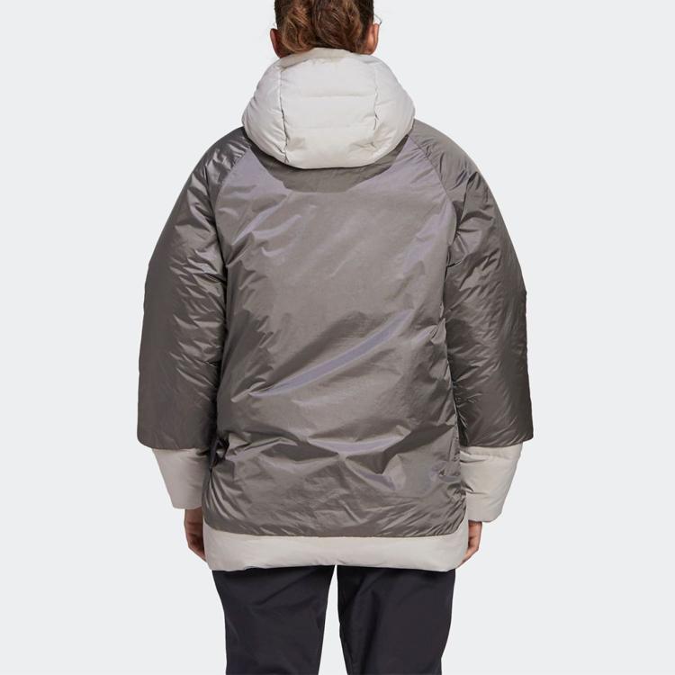 adidas Спортивная двухслойная куртка с капюшоном, женская куртка металлик-серый FT2459