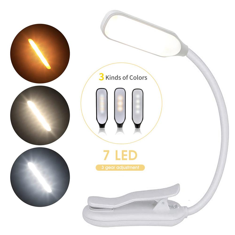 Светильник для чтения Book Light Mini 7 LED лампа для чтения перезаряжаемая 3-уровневая теплый холодный белый свет гибкая легко зажимная лампа для чтения ночная лампа для чтения в постели