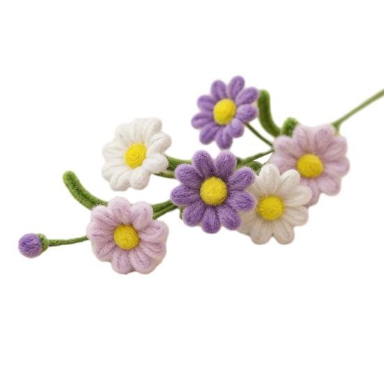 Цветок из синельной проволоки ручной работы с листьями, 6 головок, готовый, стабилизированный, искусственный цветок, плюшевая скручивающаяся палочка, цветочная декорация, свадьба, годовщина, День матери