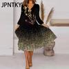 JPNTKY Women's Fashion Autumn Winter Long Sleeve V-Neck Casual Dresses