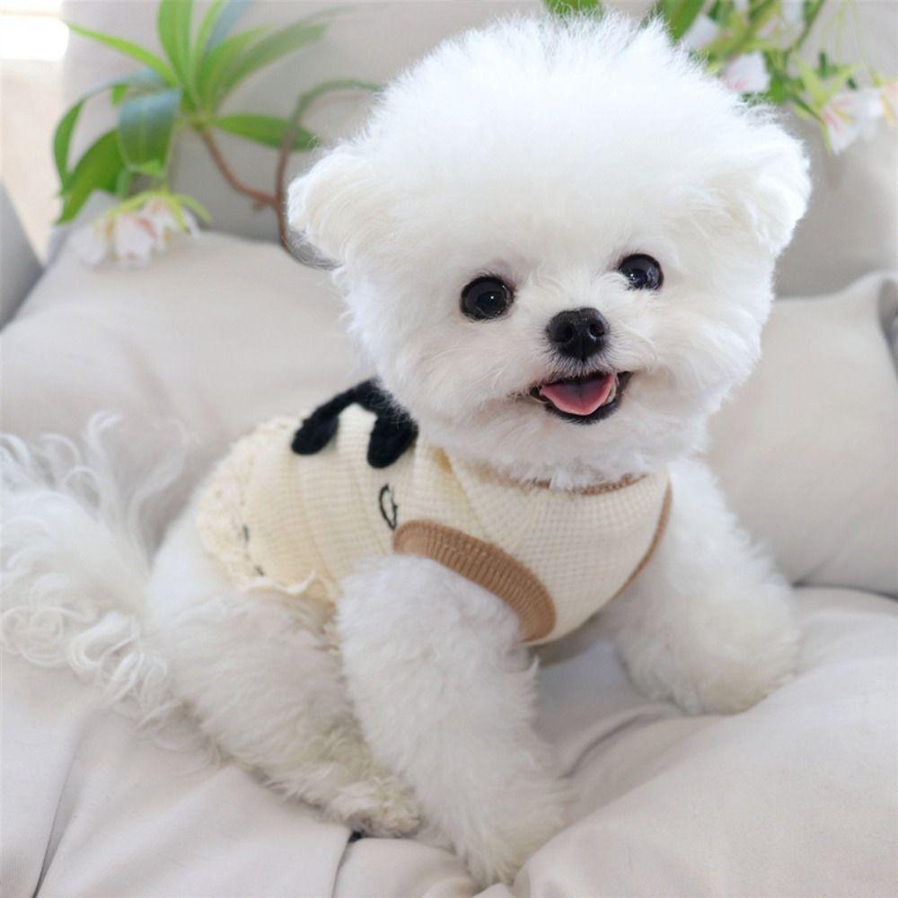 Breathable Waffle Pet Vest Lace-edged Dog Undershirt Pet Short Sleeve Summer Wear