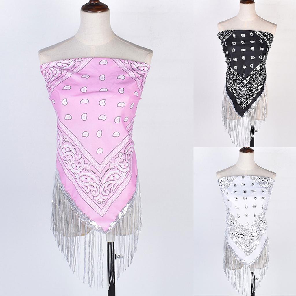 Cowgirl Bandanas Sequin Bachelorette Bandanas Disco Fashion Neckerchief Bandanas Cowgirl Bachelorette Fringe Bandanas
