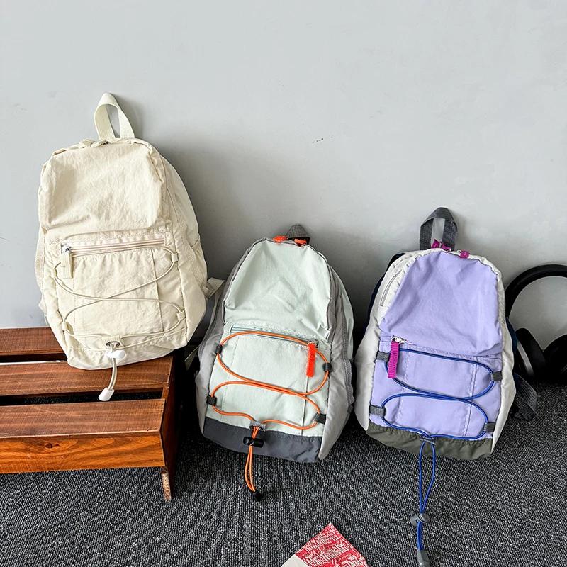 Contrasting Color Women's Outdoor Backpack Mini Men's Hiking Backpack Middle and High School Students New