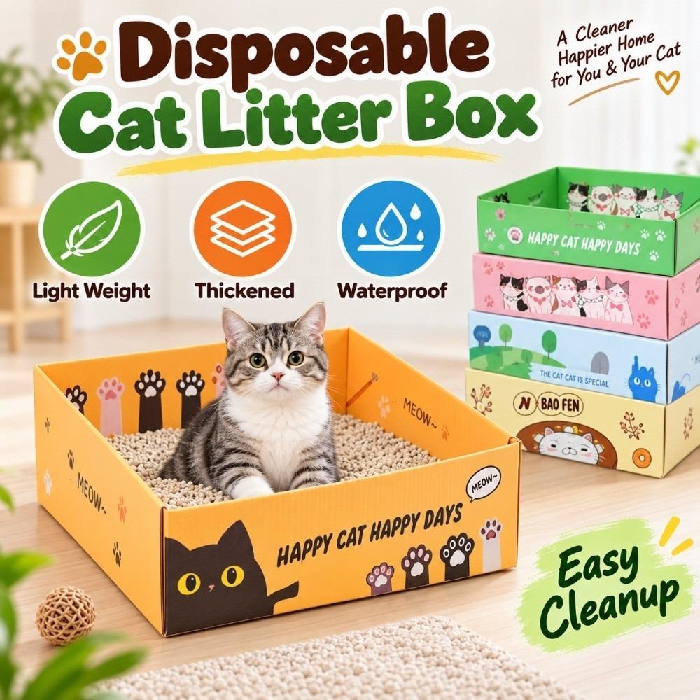 Thickened Cat Toilet Litter Tray Foldable Travel Cats Poop Toilet Outdoor