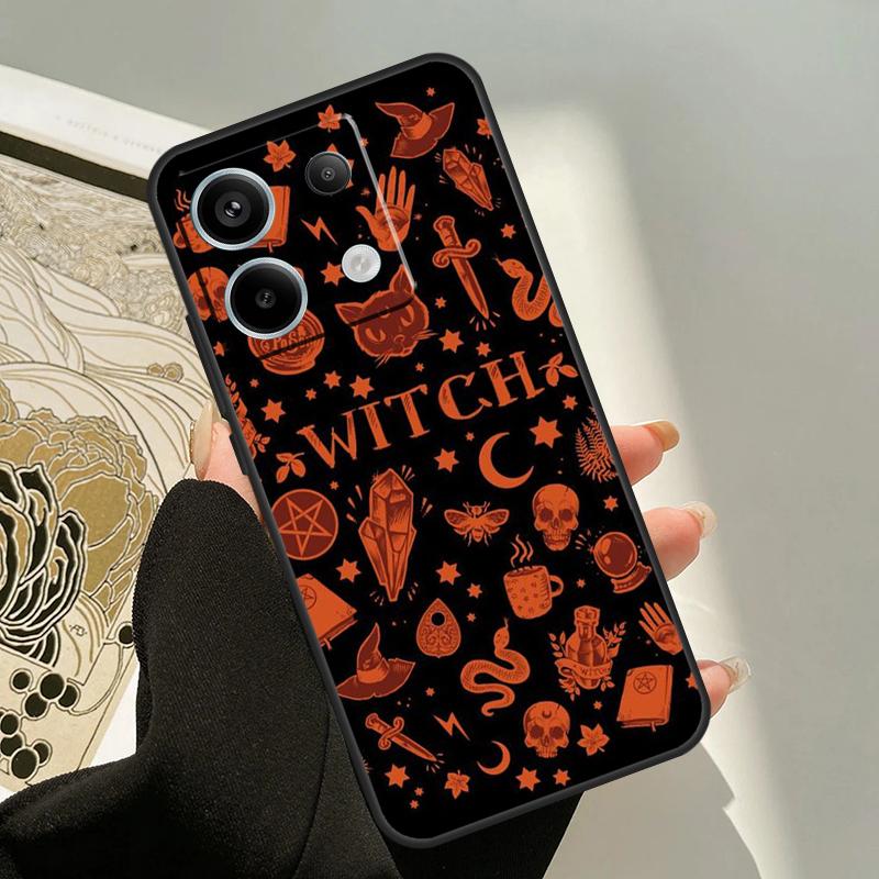 Halloween Witch Cat Case For Xiaomi Redmi Note 13 Pro 14 12 11 9 10 9S 10S 11S 12S Redmi 13C 10C 12C 14C Cover