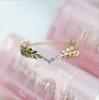 "Elegant 18k Gold Plated Leaf & Diamond Ring" 
