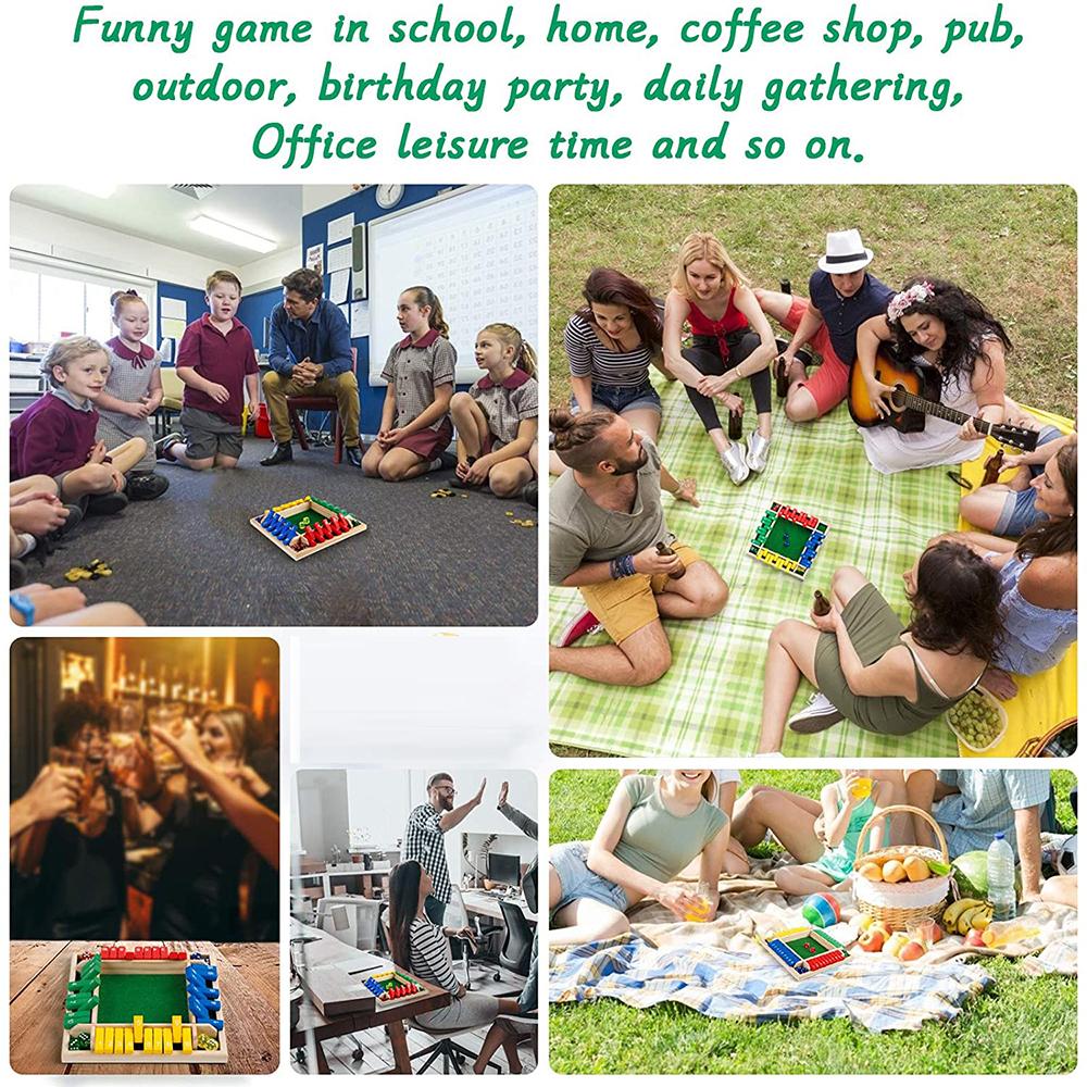 4 Sided 10 Number Pub Bar Party Supplies Flaps & Dices Game Shut The Box Wooden Dice Board Game