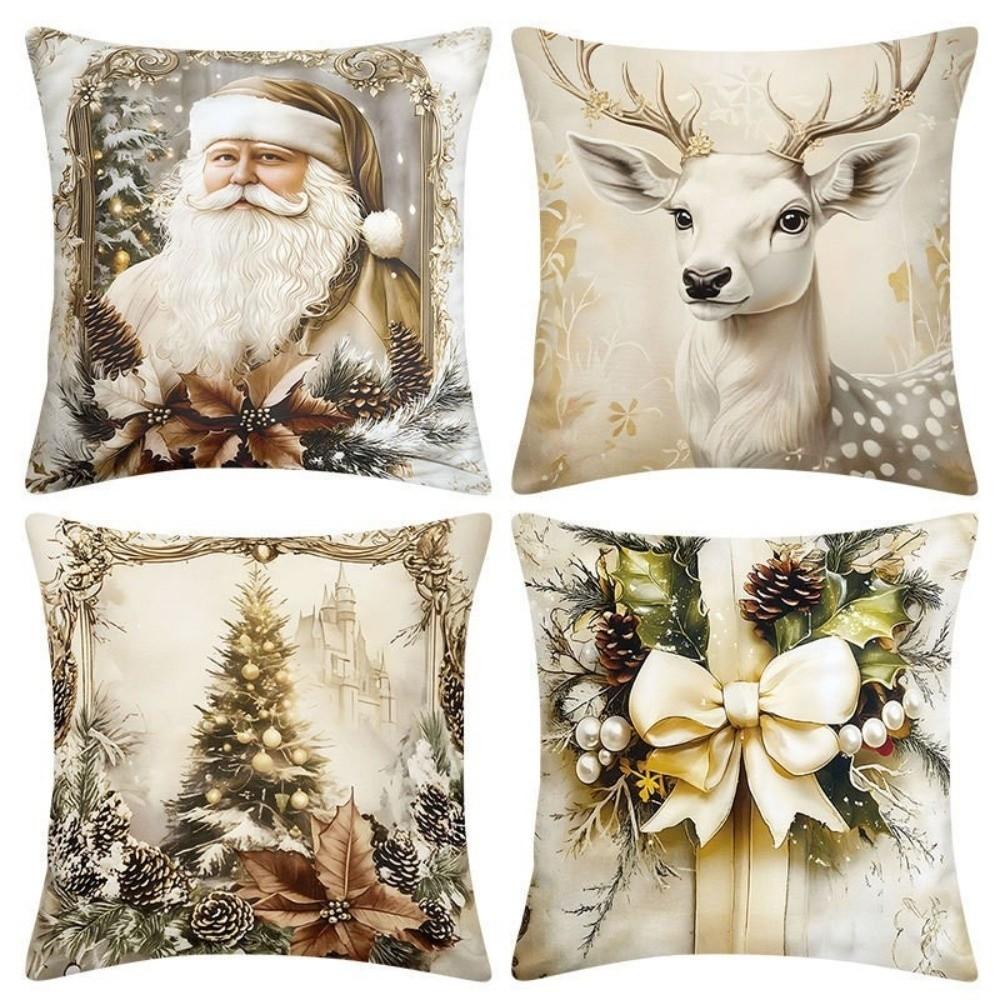 Reindeer Christmas Pillow Covers 2D Printed Xmas Pillowslip Atmosphere Throw Cushion Case Sofa