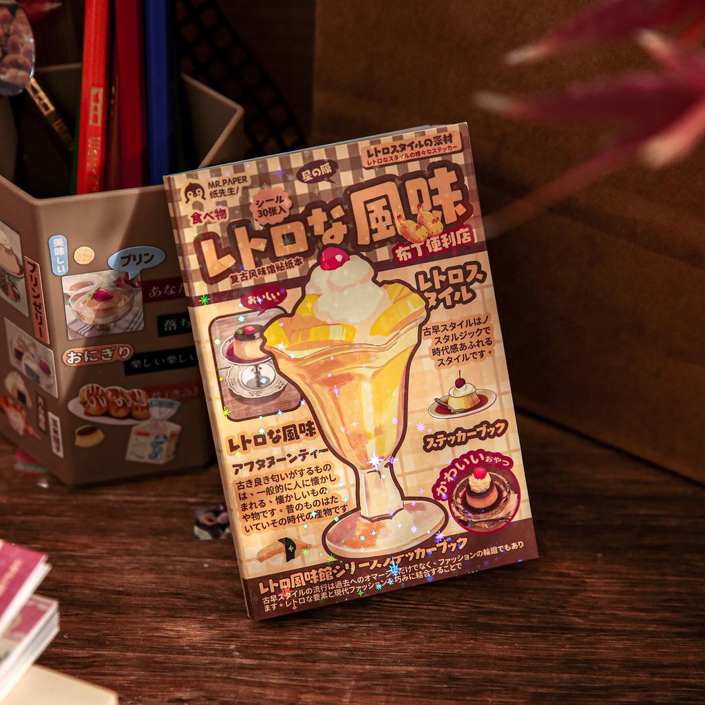 30Sheets/Book Sticker Book Retro Ins Korean Kawaii Sticker Handbook Stationery DIY Hand Account Scrapbook Diary Decoration