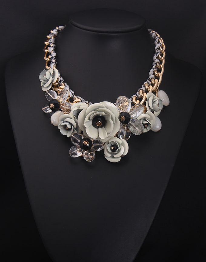 Синие кристаллы, драгоценные камни, цветы и другие многослойные плетеные короткие ожерелья на ключицу, женские украшения