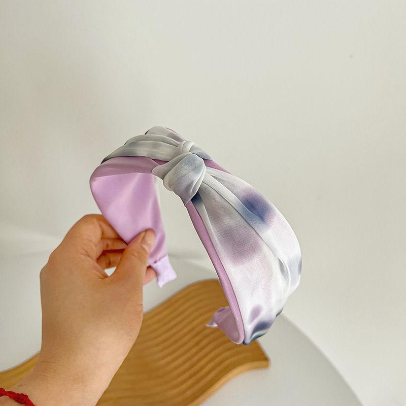 Cross Wide Simple Headdress Satin Chiffon Fabric Knotted Edge Headband Hair Accessories