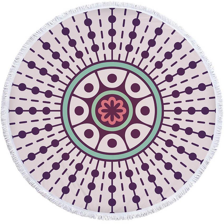 Круглое пляжное полотенце с геометрическим узором «Мандала» с кисточками из микрофибры «Богемия», банное полотенце для душа для взрослых, коврик для пикника и йоги, одеяло, накидка