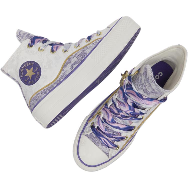 Converse All Star Lift Модные Прочные Высокие Кеды из Канваса Женские Кеды Белые Фиолетовые A13353C