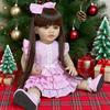 BZDOLL 55 СМ Полностью Виниловое Тело Прекрасная Кукла Реборн Игрушка Реалистичная Коричневые Длинные Волосы Принцесса Милая Кукла Девочка Ручной Работы Подарок на День Рождения Игра в Переодевание