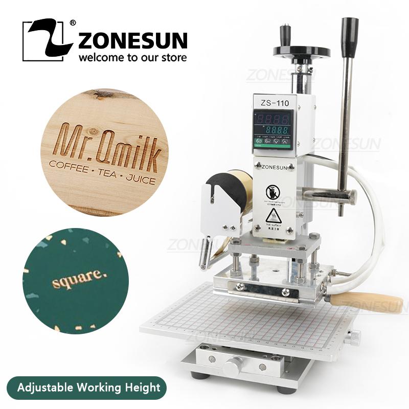 ZONESUN ZS-110C Digital Hot foil stamping machine heat press machine larger workbench with foil holder for leather embossing