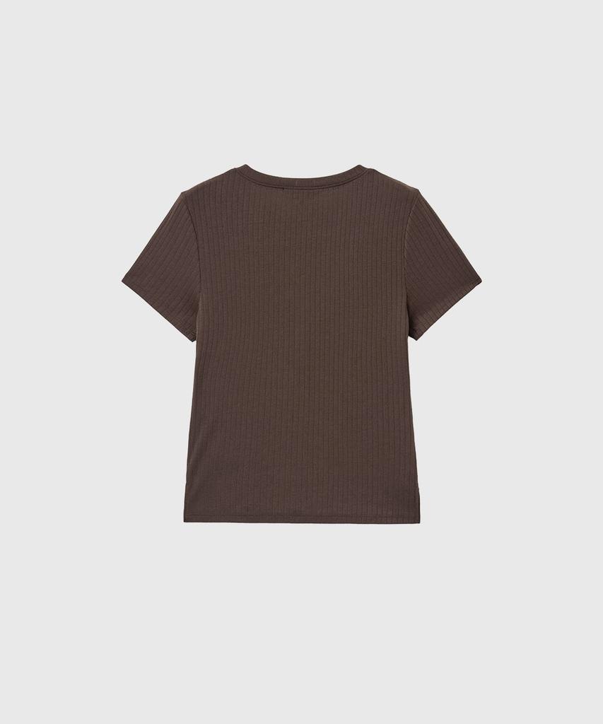 GENERALIDEA Punched Ribbed Henley Neck T-Shirt [Brown] / Gf2Lts525