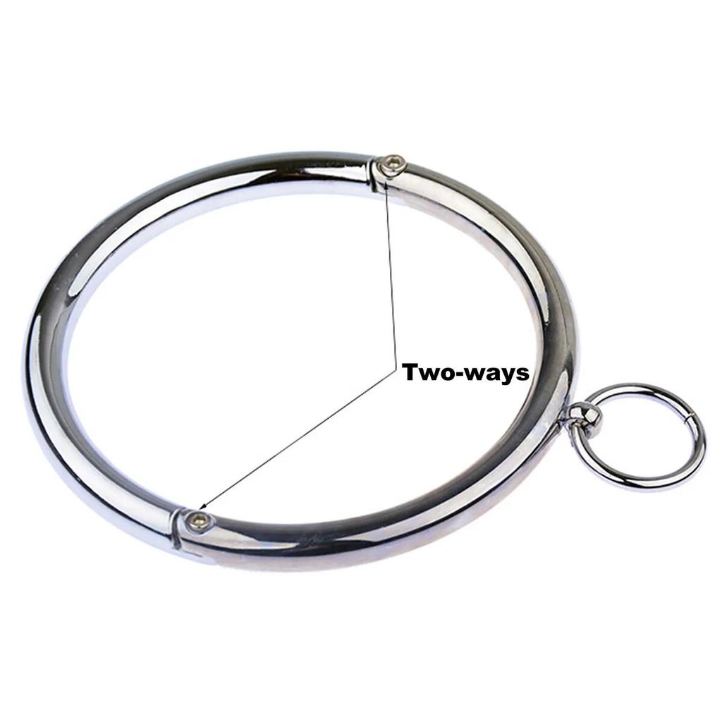 Metal Male Female Lockable Slave Neck Collar Hex Wrench Restraint Bondage Locking Choker O-Rings Chain Leader BDSM Couple BDSM