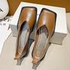 Весна Осень Женские Туфли Mary Jensen Retro Flat Женские Туфли с квадратным носком Простые Туфли Темперамент Кожаные Туфли
