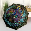 Peacock Glass Art pattern umbrella, portable and foldable design, 8 ribs, a casual accessory for Halloween, Christmas, and birthday gifts.