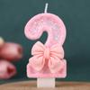 Pink Bow Number Birthday Candle Cake Decoration 1st Year Handmade Birthday Candle 0-9