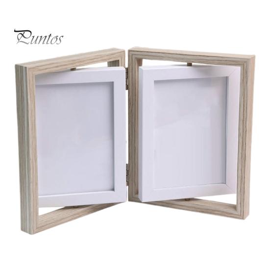 Двойная фоторамка, вертикальная вращающаяся складная фоторамка с оргстеклом, деревенская настольная декоративная фоторамка для домашнего офиса