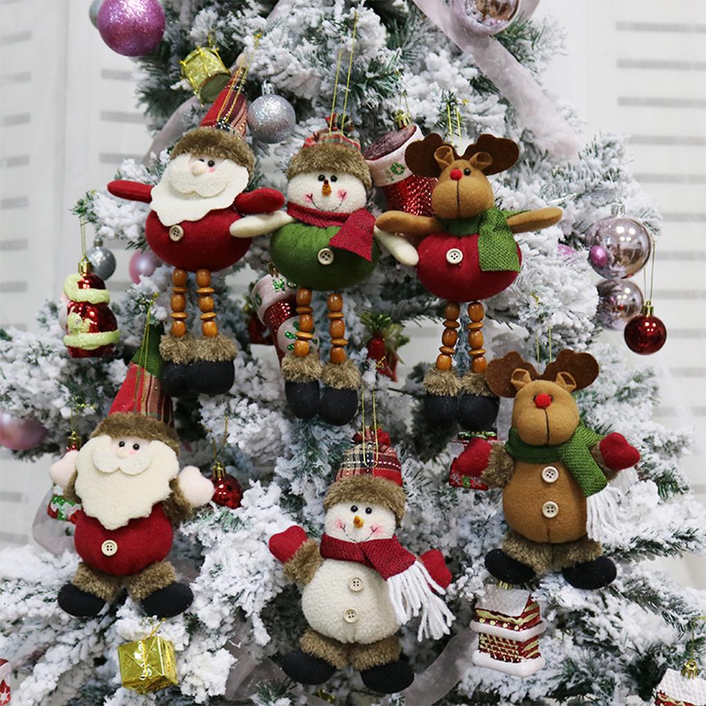 Home Office Portable Christmas Plush Doll Ornament Decorative Figure Wall Window Tree Reusable Hanging Decoration