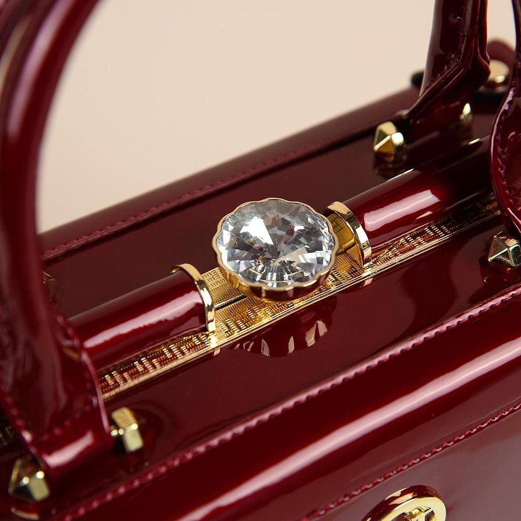 Винтажная квадратная женская сумка кроссбоди из лакированной кожи - Универсальная сумка на одно плечо