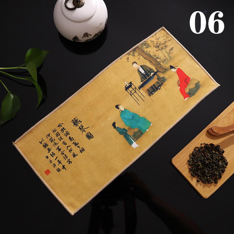 Chinese Super Absorbent High-end Tea Set Accessories Painted Thick Tea Towel