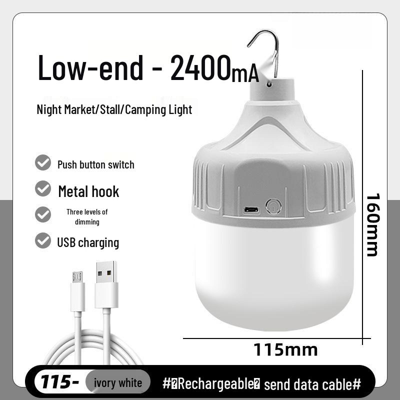 Rechargeable LED Emergency Light Bulb for Outdoor Stalls and Camping - Energy-Saving Wireless Lamp
