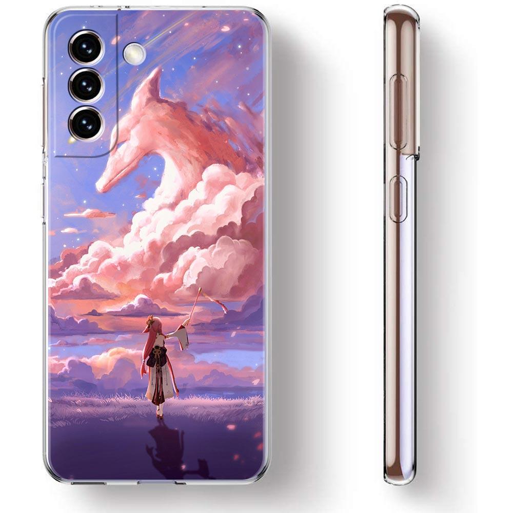 Чехол для телефона с пейзажем из игры Genshin Impact Для Samsung Galaxy S23 Ultra S22 5G S20 S21 FE 5G S10E S9 S8 S10 Plus Мягкий прозрачный чехол