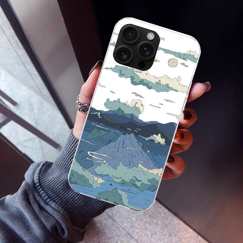 Эстетичный Аниме Пейзаж Чехол для Телефона Для iPhone 17 Air 16 15 Pro Max 14 Plus 13 Mini 12 11 Чехол 7 8 SE Силиконовый Чехол Печать Funda