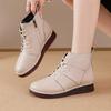 New Winter Plush Ankle Boots Woman Laced Oxford Shoes for Women Winter Warm Real Cow Leather Booties Ladies Flat Heel Short Boot