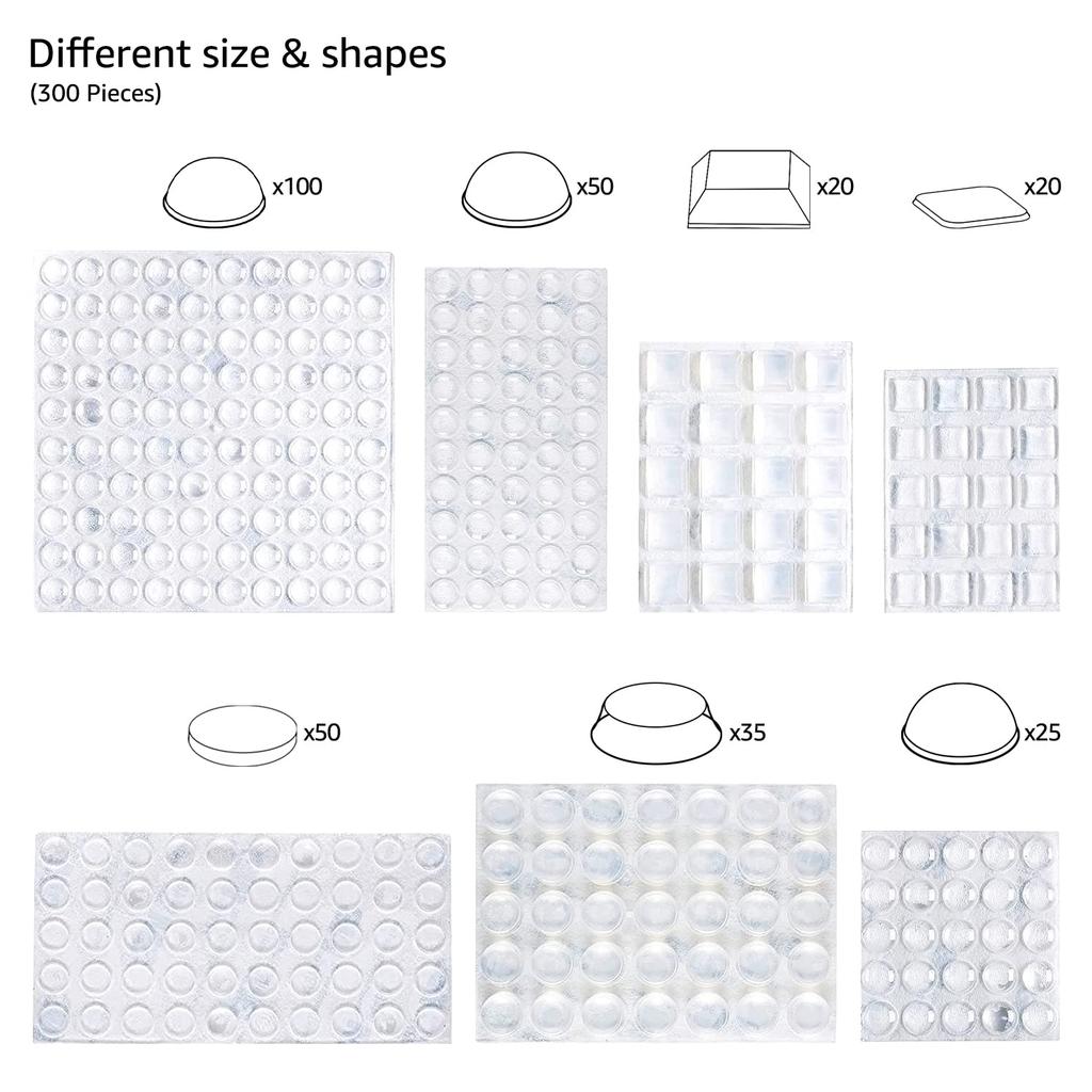 AmazonBasics Подушка-стопор для двери, Набор накладок х х см, Резина, Самоклеящиеся, Прозрачные, 300, 17.5 11.4 1.52