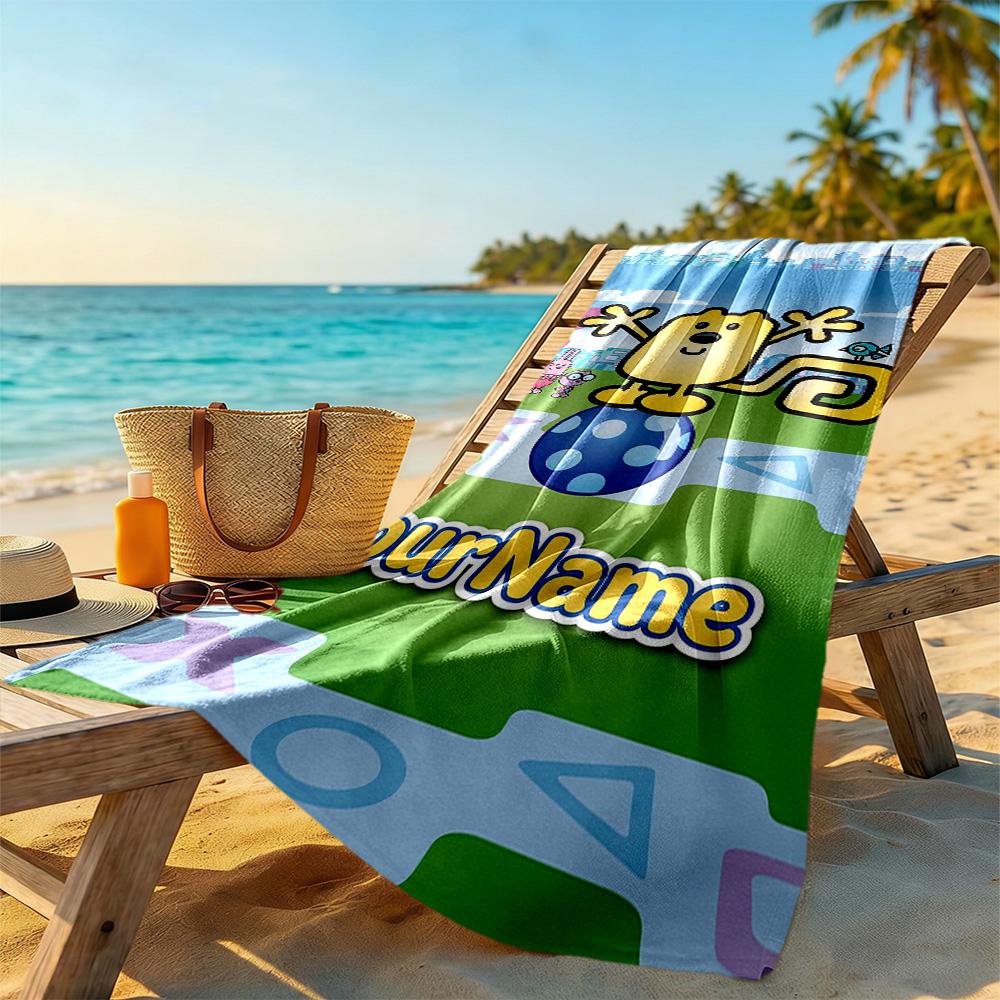 Wow! Wow! Wubbzy Customizable Name Beach Towel High Absorbency & Quick-Dry Portable for SwimmingBeachCamping Travel Beach AccessoriesGym